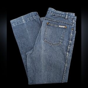 Vintage Chardon Paris Train Conductor Stripe Cotton Classic Blue Denim Jeans